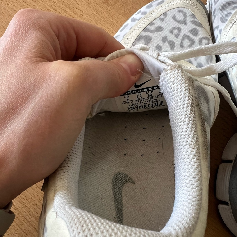 Nike Leopard Print Athletic Sneakers in White & Light Gray - Picture 6 of 8